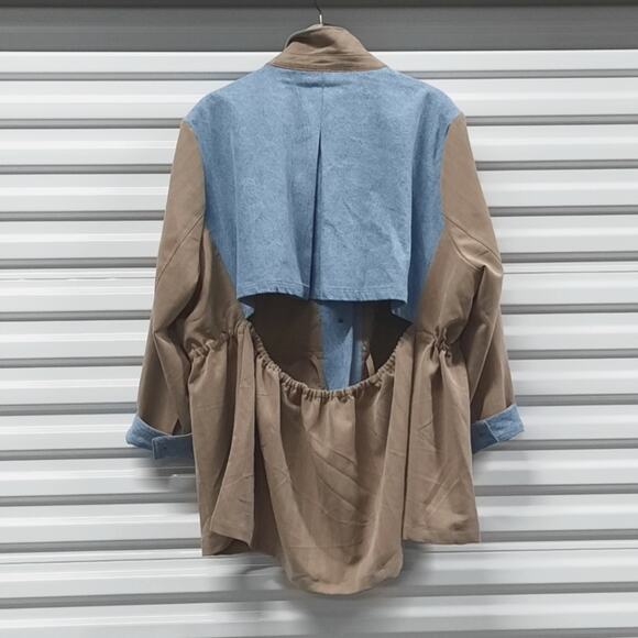 Jeannie Mai Utility Jacket Coat Plus Size 3X Tan Denim - Picture 4 of 9